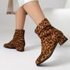 Fashion Zippers Fashion Round Toe Women Ankle Boots With Low Heel Shoes Female Leopard Print Footwear Ladies Pleated Boots Modern Boots