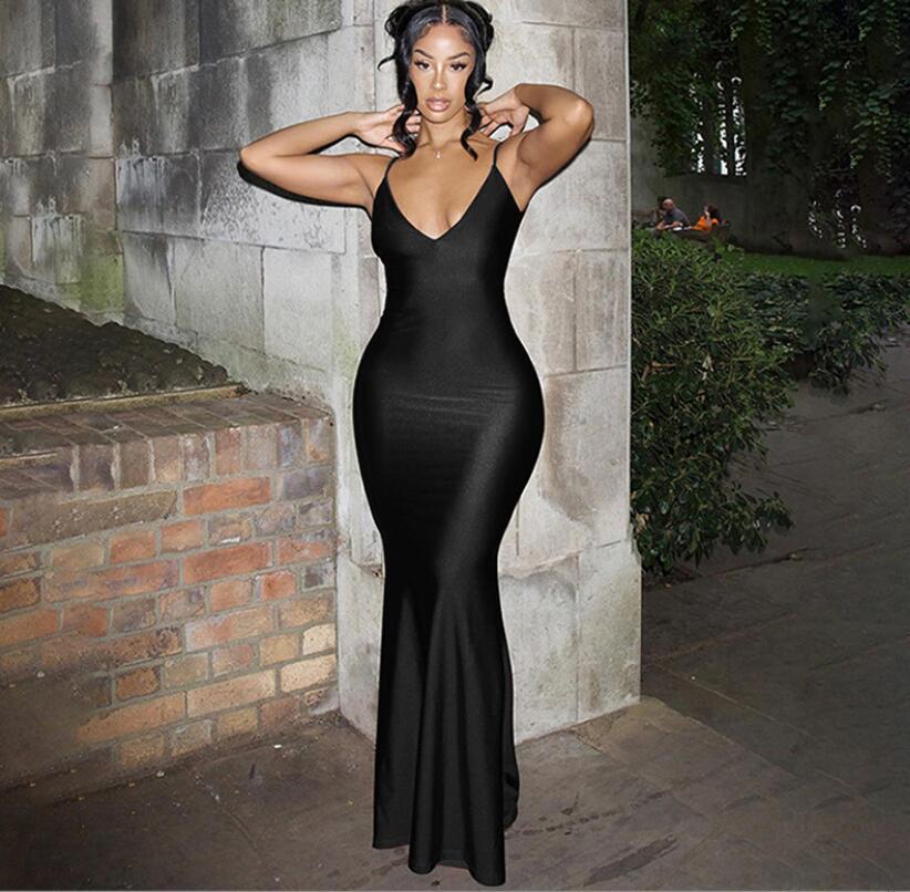 

2024 Spring Women s Stylish Halter Backless Dress Medium чёрный