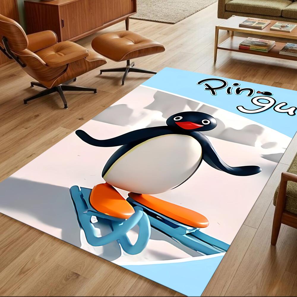 Pingu Arctic Adventure Washable Door Mat Compact Foldable Construction Stain-resistant Surface Office & Lounge Rug Minimalist Modern Style