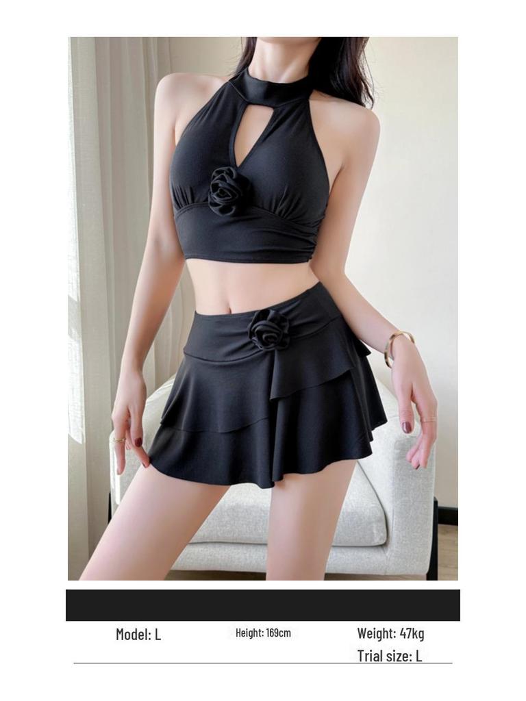 Sweet Signal Sexy Rose Bikini Split Swimsuit – Three-Piece Set