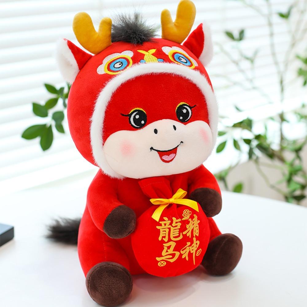 Traditional Auspicious Chinese Horse Mascot 2026 Red Lucky Zodiac Horse Toy  Festival Gift