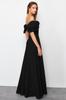 Women's Style Plus Size Black A-Cut Woven Flounce Long Evening Dress