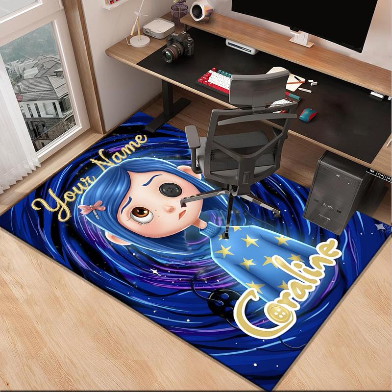 Custom NameMystery Coraline's World Carpet, Indoor Rug, Chair Rug, Living Rooms, Doormat Made From Polyester Home Decor Birthday Christmas Gifts