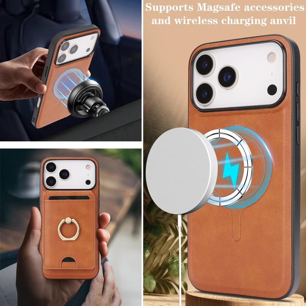 in 1 Detachable Vertical Magnetic Card Solt Ring Holder Wallet Leather Case For iPhone 17 16 Pro Max 15 Plus 14 13 12 Bag Cover
