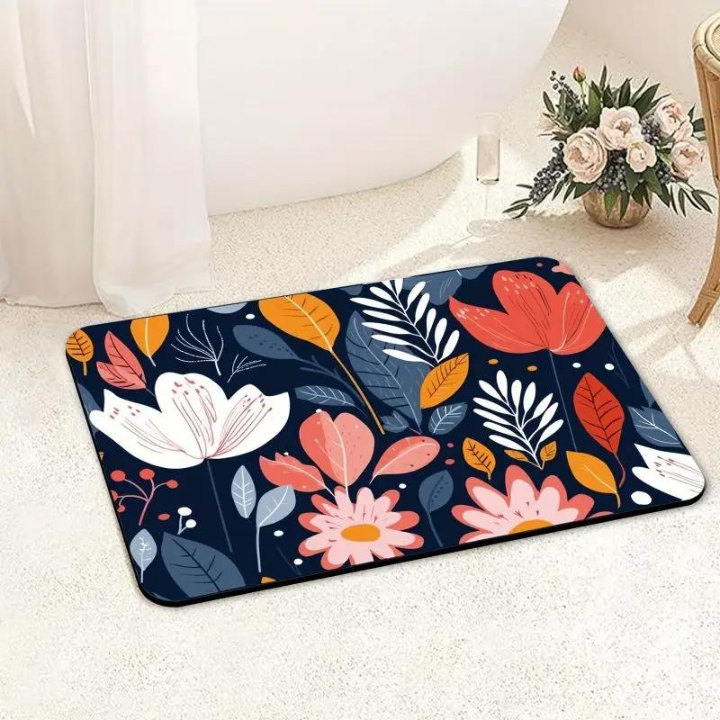 Colorful Flower Print Door Front Mat Decoration Home Bathroom Mat