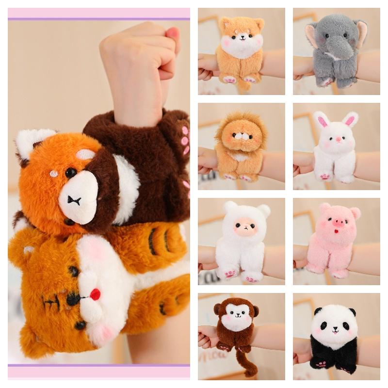 Cute Animal Plush Toys With Snap Bracelet Adorable Elephant And Lion Hand Ring Stuffed Doll For Kids