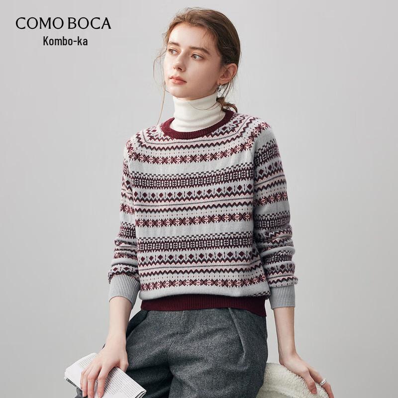 Kemengboka 2025 Fall/Winter Women's Retro Fair Isle Cashmere Knit Sweater