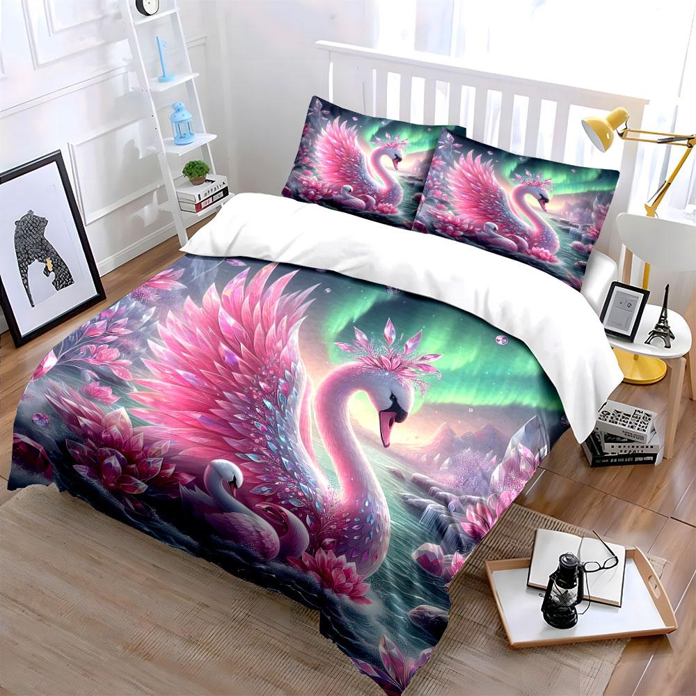 "Crystal swan paradise shimmer." Bedding sets Duvet covers Pillowcases(1* Duvet Cover 2* Pillowcases without duvet insert)