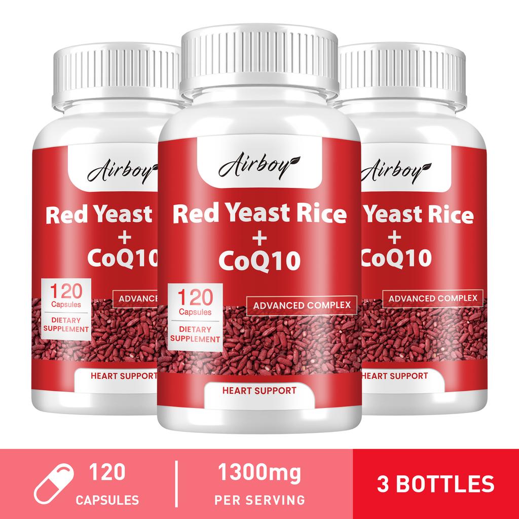 Red yeast rice extract capsules, containing coenzyme Q10 extract, all-natural, suitable for both men and women.