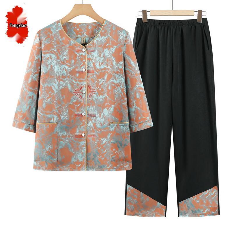 Elderly Women s Chinese Style Summer Two-Piece Outfit XL