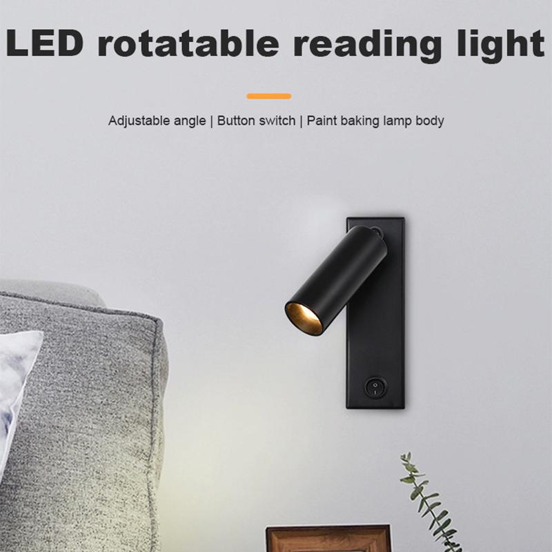 

3103 Bedside Wall Lamp 350-Degree Rotatable Wall Sconce Reading Light with Switch,3W Warm Light Black