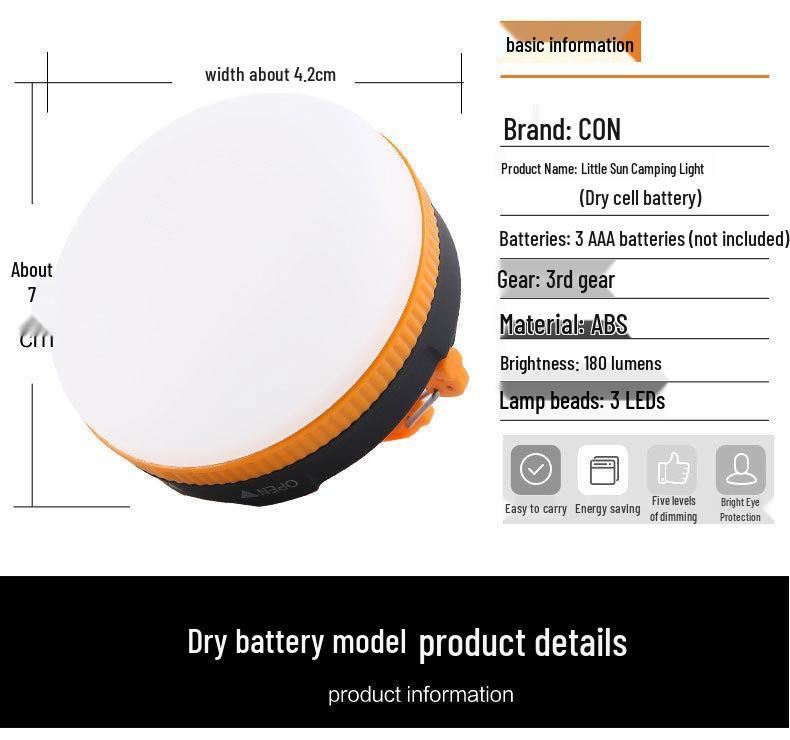 USB Rechargeable LED Camping Lantern - Waterproof, Handheld Outdoor Tent Light