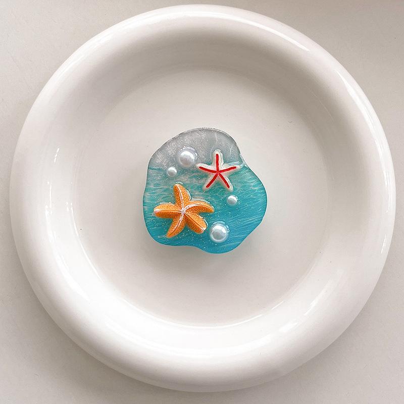 Japanese Small Fresh Ocean Pearl Mobile Phone Airbag Bracket Magnetic Suction Back Sticker Starfish Dolphin Retractable Portable Niche