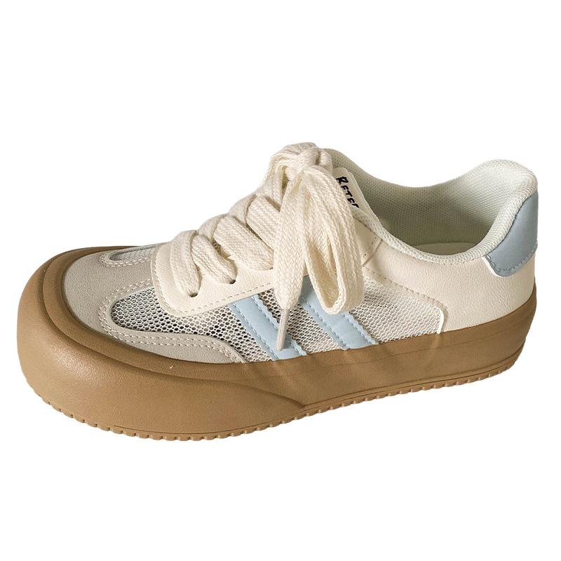 

BE-6720 latex insole/thick sole ugly cute big head board shoes women s summer breathable mesh white shoes niche mesh shoes 40