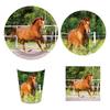 Horse Race Party Disposable Tableware Sets Plates Tablecloth Napkins Hanging Streamers Dinnerware For Birthday Party Decoration