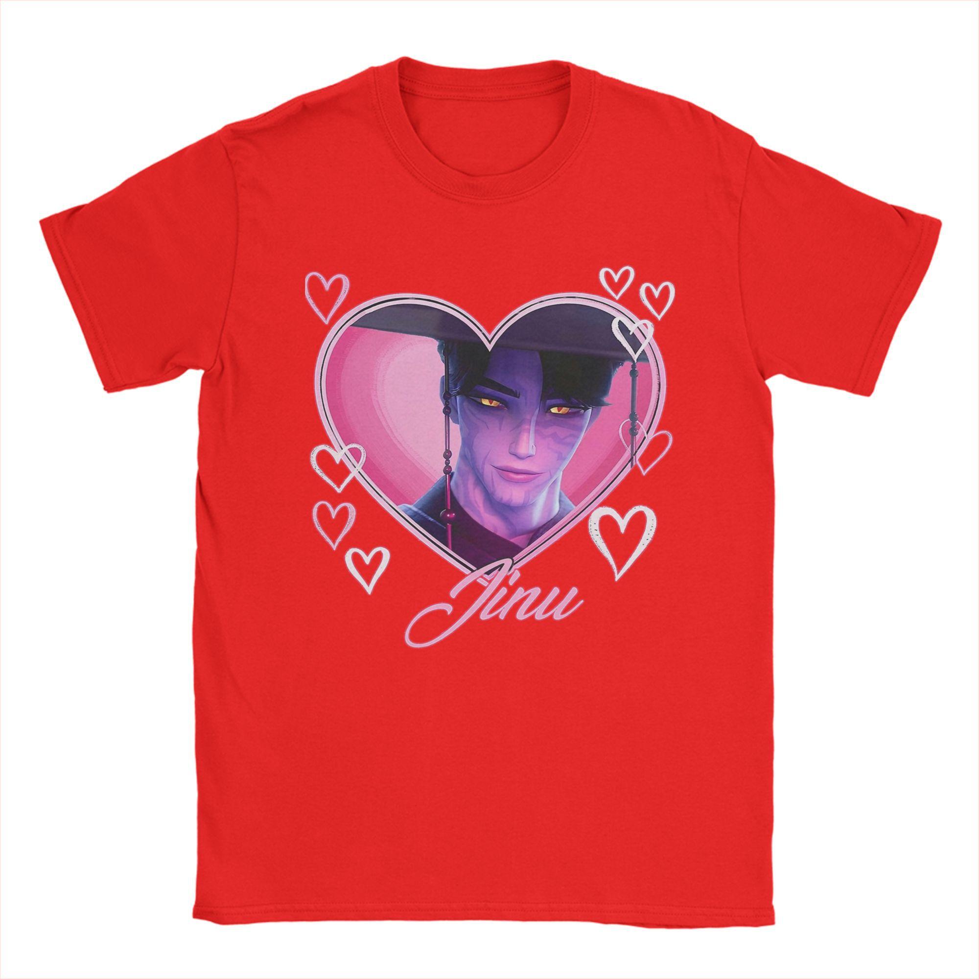 Fashion Jinu Heart KPOP Demon Hunters Anime T-Shirt for Men Crewneck Cotton T Shirt Short Sleeve Tee Shirt Gift Idea Clothes S