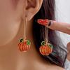 Design Sense Dripping Oil Pumpkin Earrings for Women Gothic Punk Rhinestone Bow Pumpkin Earrings Party Jewelry Accessories