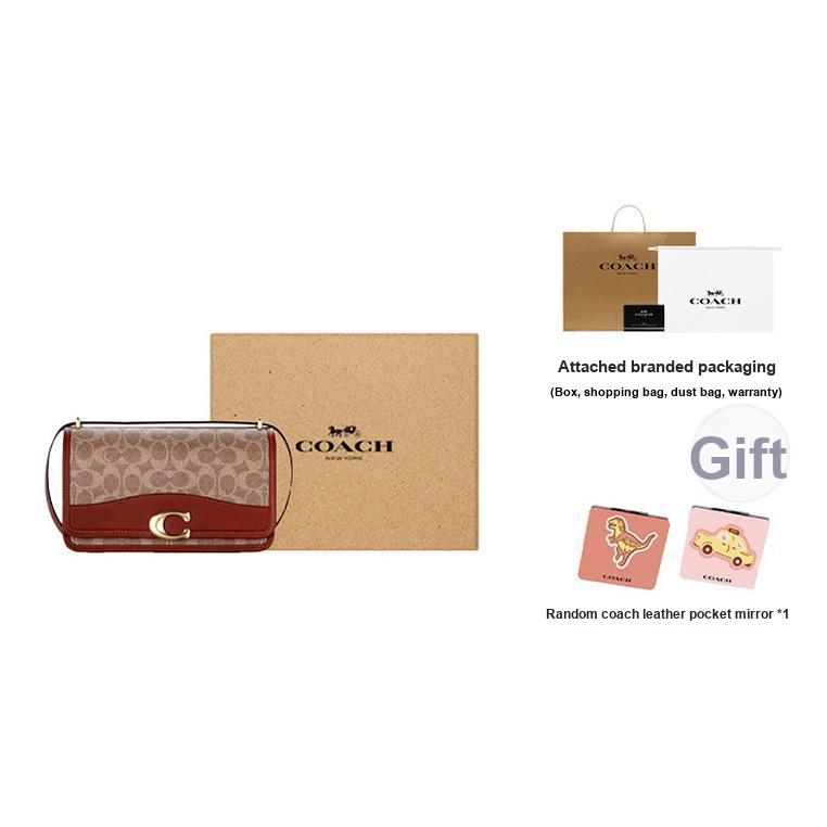New COACH PVC Crossbody Bag Shoulder Bag Medium Size Women's Red Brown CQ668-B4NQ4