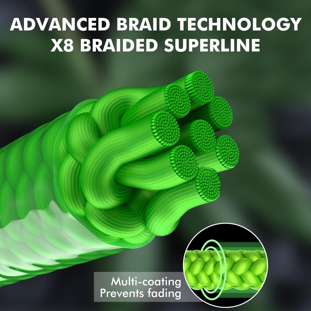 Plecionka wędkarska TRUSCEND X8, Ulepszona plecionka wędkarska typu spin, Gładka ultracienka plecionka wędkarska, Super mocna i odporna na ścieranie, Nie