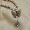 Chinese Style Retro Ethnic Butterfly Bell Beaded Necklace Women's Antique Long Collarbone Chain