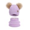 Children's hats Outdoor warm three-piece set Boys and girls fleece ear protector pullover hat Cute hairball knitted wool hat