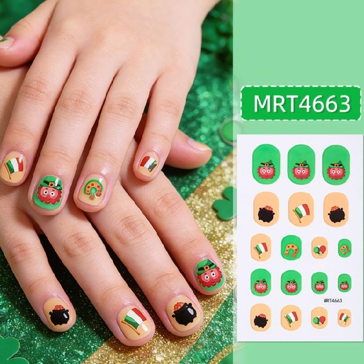 User Friendly Waterproof Nail Stickers For Kids Cartoon Four Leaf Simple Apply Multiple Designs Fun Nail Decals