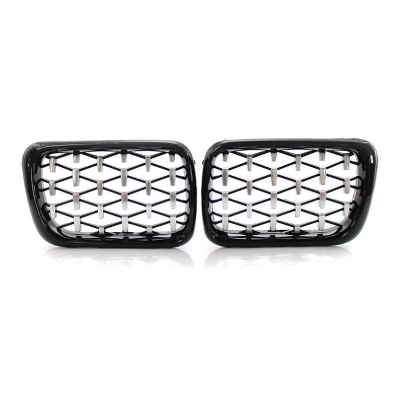 1 Pair Diamond Style Grille For BMW E36 3 Series 1997 1998 1999 Front Bumper Grille Kidney Mesh Grill Car Replacement Parts ABS