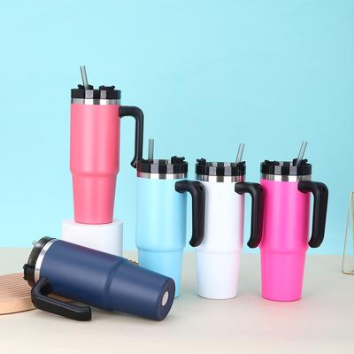 30oz Straw Insulated Cup 304 Stainless Steel with Handle Large Capacity Insulated Cold Insulated Double-layer Vacuum Coffee Cup