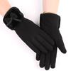 Women's Velvet Outdoor Cycling Bow Warm Gloves Windproof and Cold-proof Touch Screen Gloves