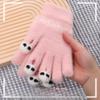Knitted Wool Warm Gloves for Winter Women Cartoon Cute Thickened Student Writing Cold Proof Five Fingers Revealing Fingers To Touch Screen
