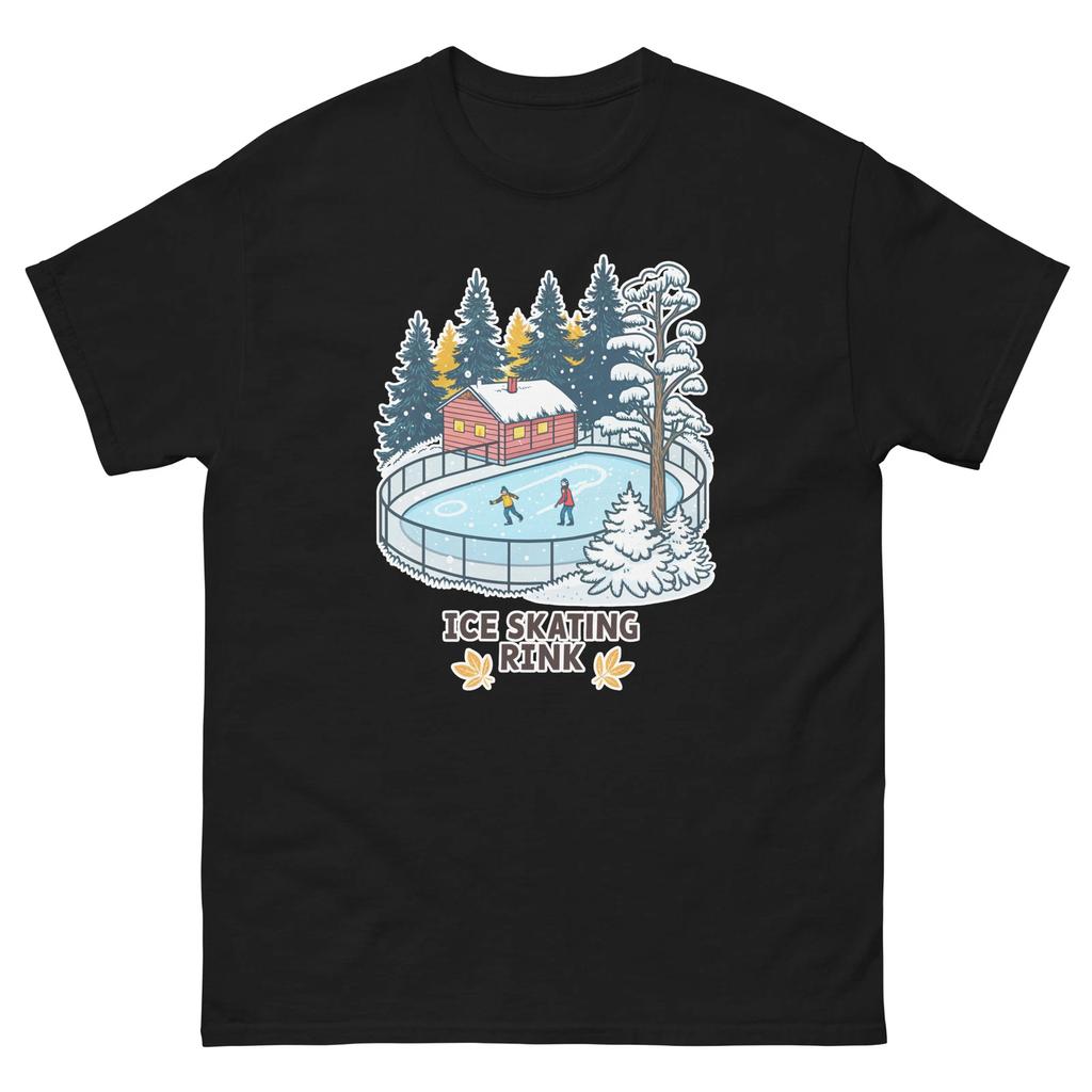 Ice Skating Rink Mountain Ski Resort Town T-Shirt