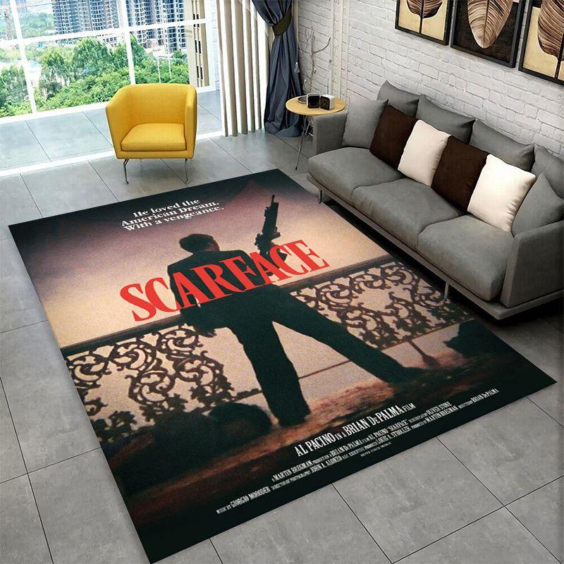 Retro Scarface Classic Movie Tony Carpet Rug for Playroom Bedroom Living Room Sofa Home Decor,kid Area Rug Non-slip Floor Mat