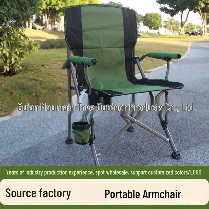 Horseshoe Outdoor Folding Chair with Armrests for Camping, BBQ, Beach, and Leisure Small Chair [Green]