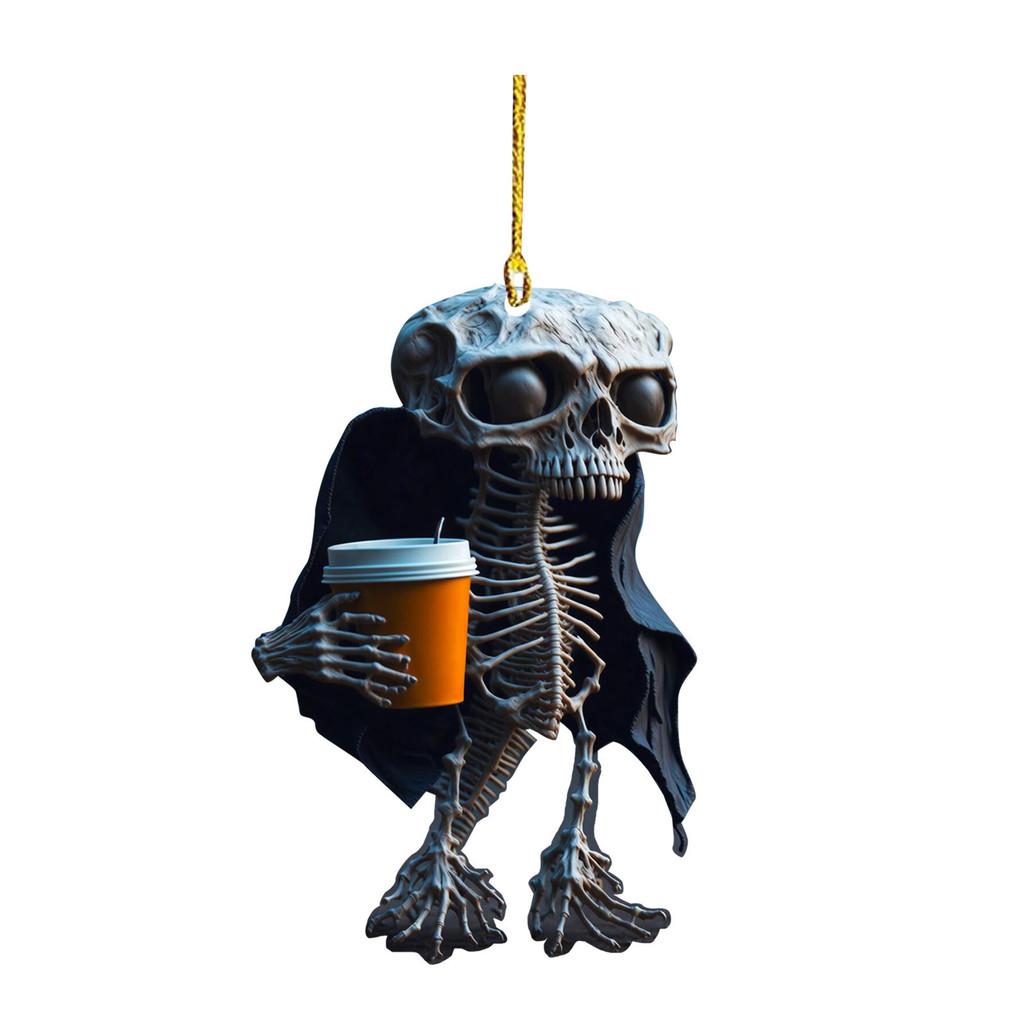 Skull Acrylic Colorful Car Hanging Decoration For Retro Halloween Decor Home