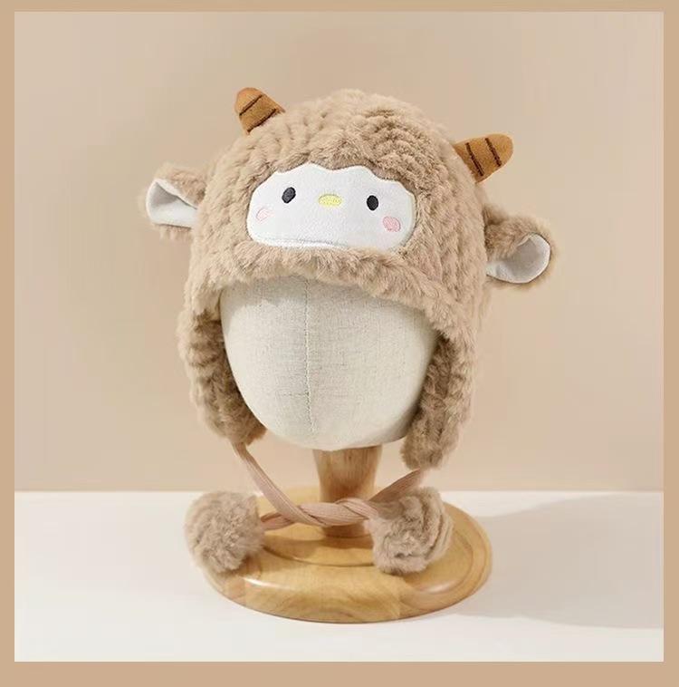 Plush Little Sheep Baby Hat with Ear Protection - Thick, Warm, and Cute for Autumn/Winter