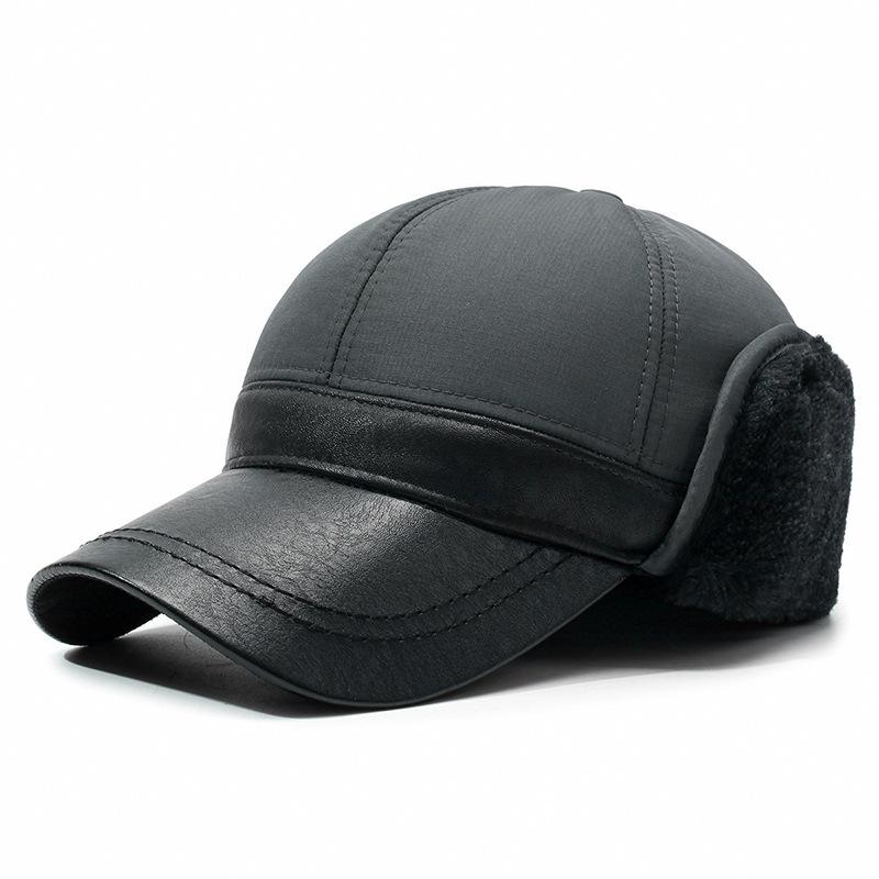 Winter Plush Ear Protection Cotton Baseball Hat for Mid to Elderly Men - Keeps Warm and Windproof, Lei Feng Style