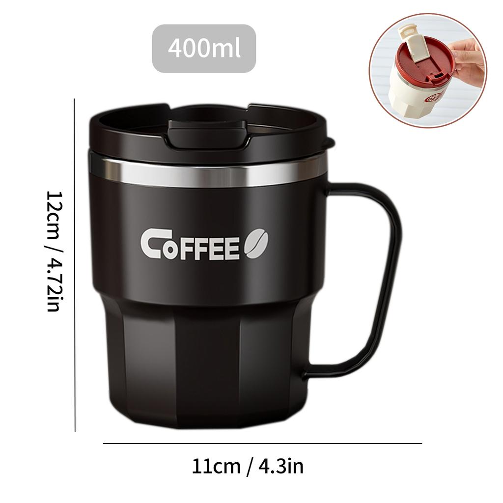  304 Stainless Steel Double Wall Insulated Coffee Cup With Handle Portable Students Leak-proof Water Cup Milk Coffee Mug