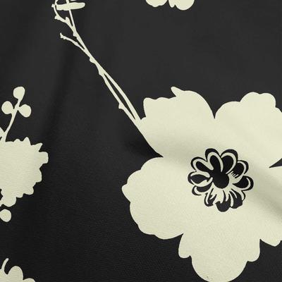 Cotton Cambric Black Fabric Floral Sunflower Silhouette Dress Material Fabric Print Fabric By The Yard 42 Inch