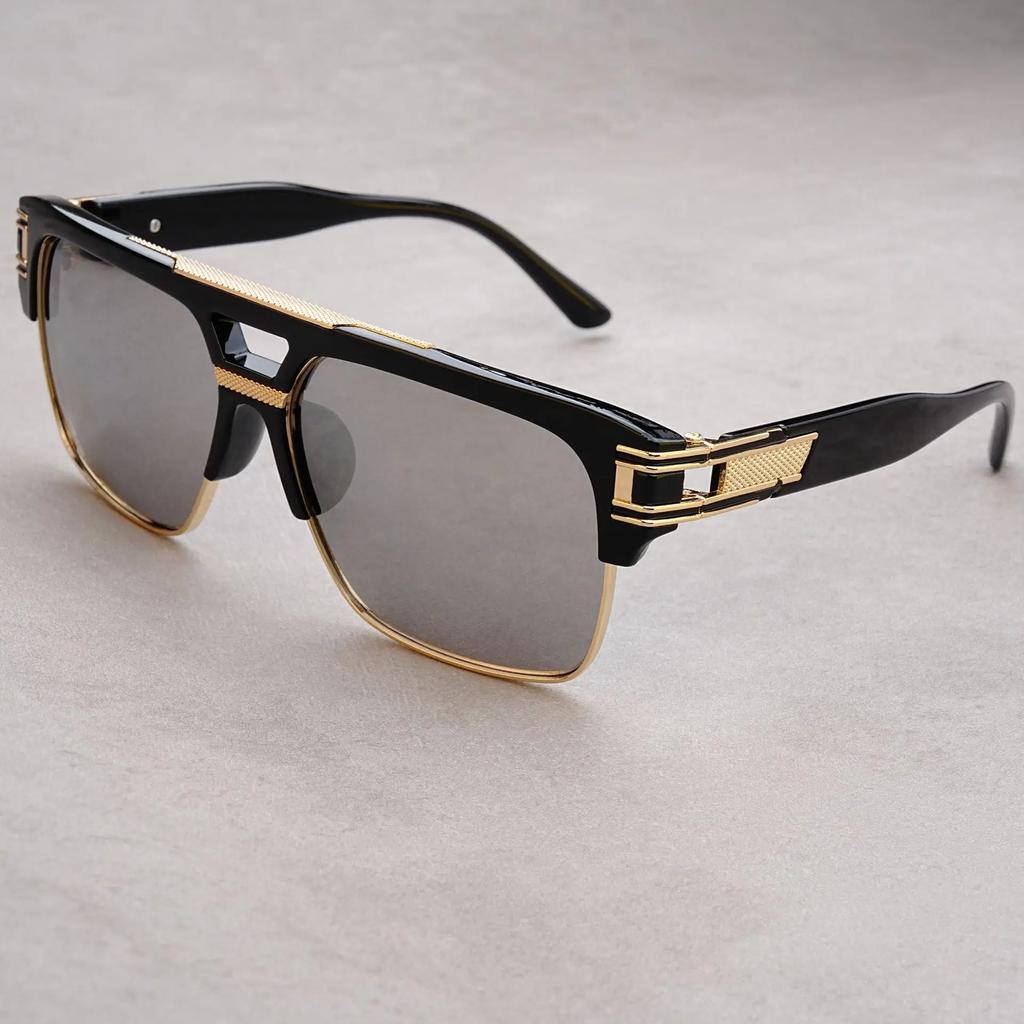 Occhiali da Sole da Uomo con Montatura Grande New Modern Retro Stile Ins Street Style Marca Grande Lenti Gradiente Cool per Uomo