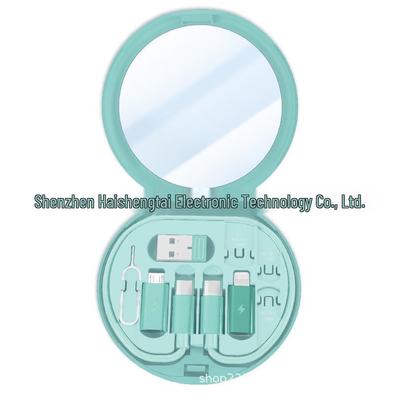 5-in-1 Portable Multi-Functional Data Cable Storage Box with 60W Fast Charging for Lightning, Android, and USB Devices