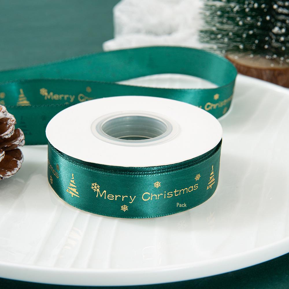 2.5cm Christmas Tree Satin Ribbon for DIY Bows, Flowers, Gift Boxes, and Baking Packaging