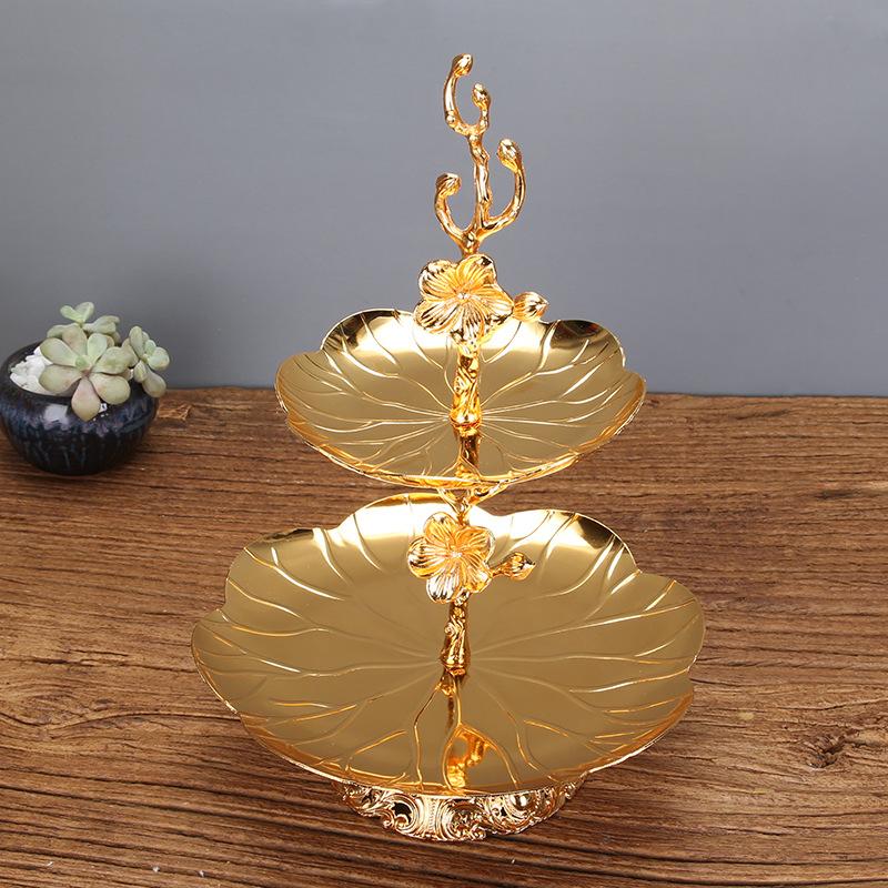 2 Tier Cupcake Serving Tray Metal Fruit Dessert Display Holders for Tea Party Christmas Wedding Decor