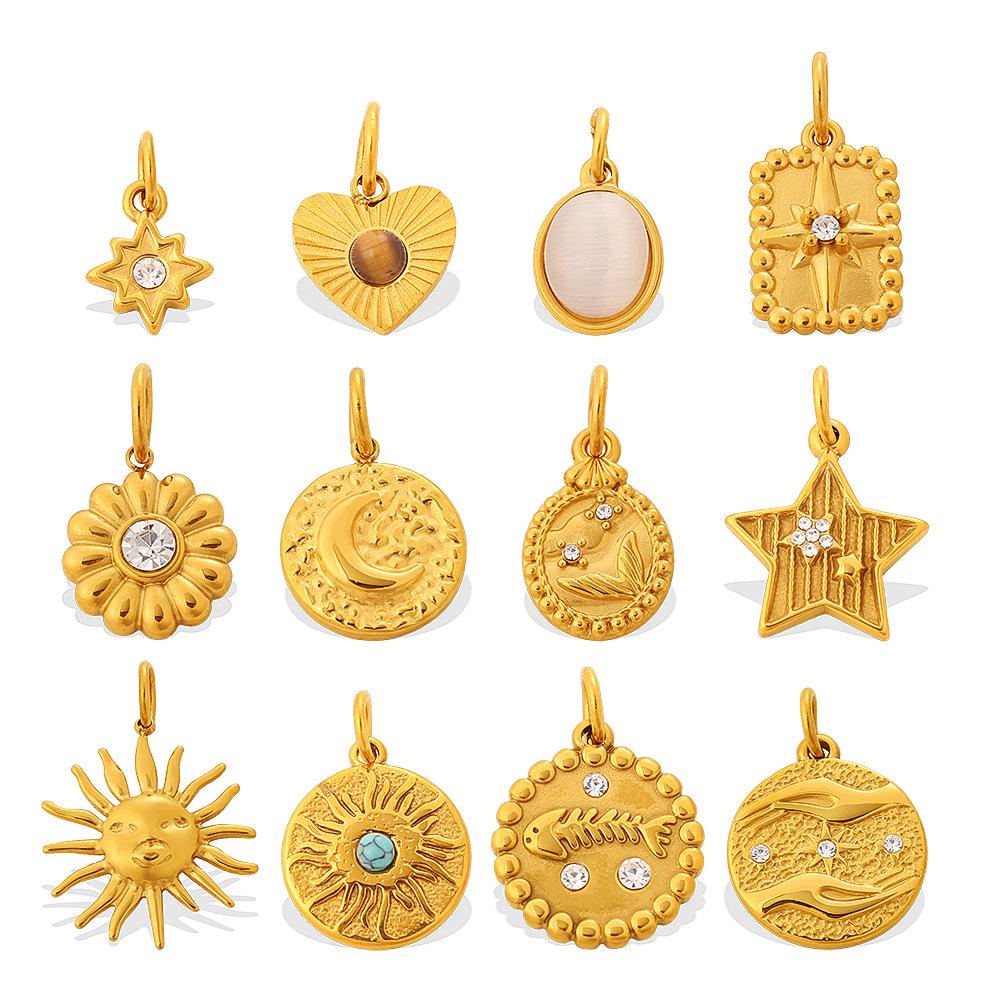 European & American Stainless Steel Sun Design Niche Jewelry - Luxurious, Non-Fading Star Gold for Women