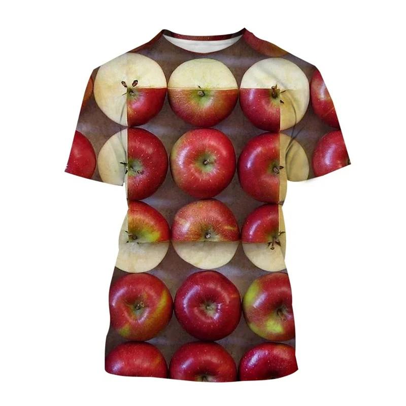 3D Printed Apple T-Shirt Men  Women Fruit Pattern Summer Street Casual Short Sleeve Breathable O-Neck T-Shirts