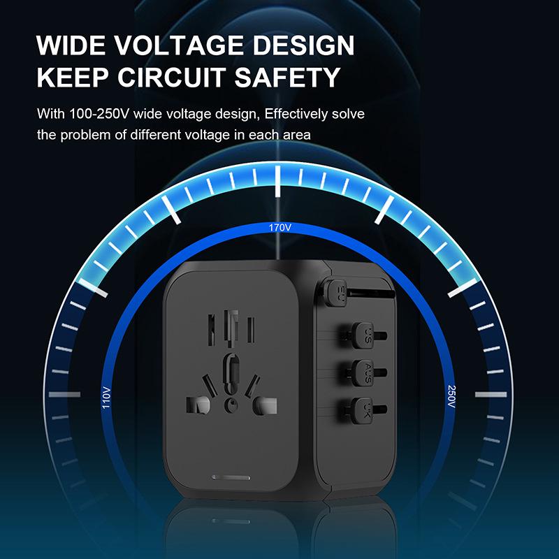 Upgraded Travel Adapter 2A2C: Multi-National Socket Converter for UK, AU, EU, US