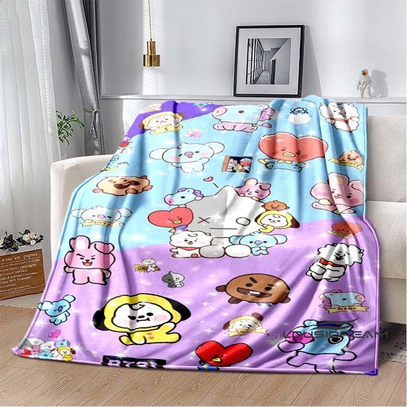 2026 Nuova Collezione Cartoni Animati Anime BT21 Adorabile Coperta Ultra Morbida per Bambini Coperta da Divano Perfetta per Viaggi Divani Picnic