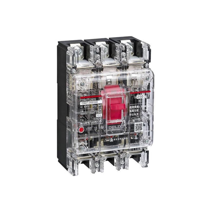 Delixi Transparent 3P Circuit Breaker CDM3T-250S/3300: 250A/200A Air Switch