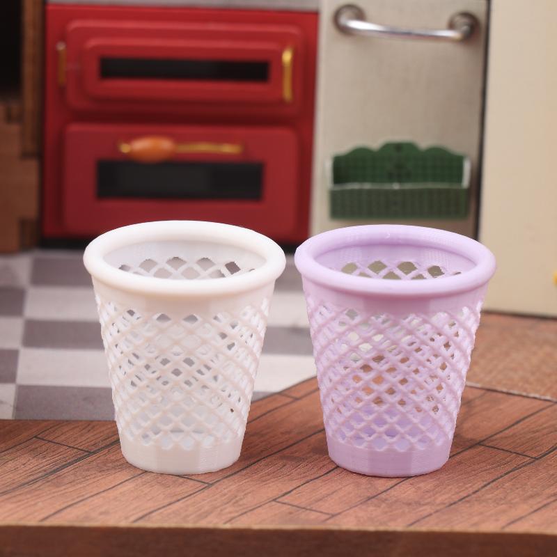 1/12 Dollhouse Mini Hollowed-Out Trash Can Model Dollhouse Living Furniture Decoration Dolls House Micro Scene Ornament