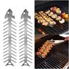 1PC Reusable Roaster Fork Metal Fishbone Shape Barbecue Skewer Roasting Skewers for Camping Grilling Skewers Campfire BBQ Tool