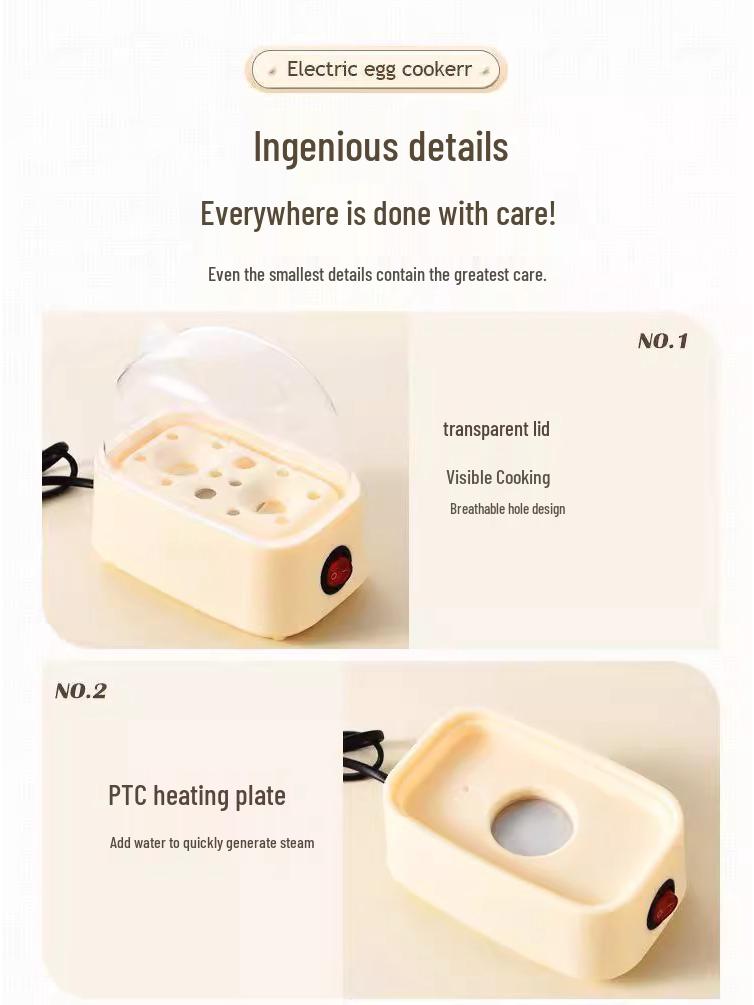 Compact Egg & Baby Food Steamer for One - Ideal for Breakfast & Office Use